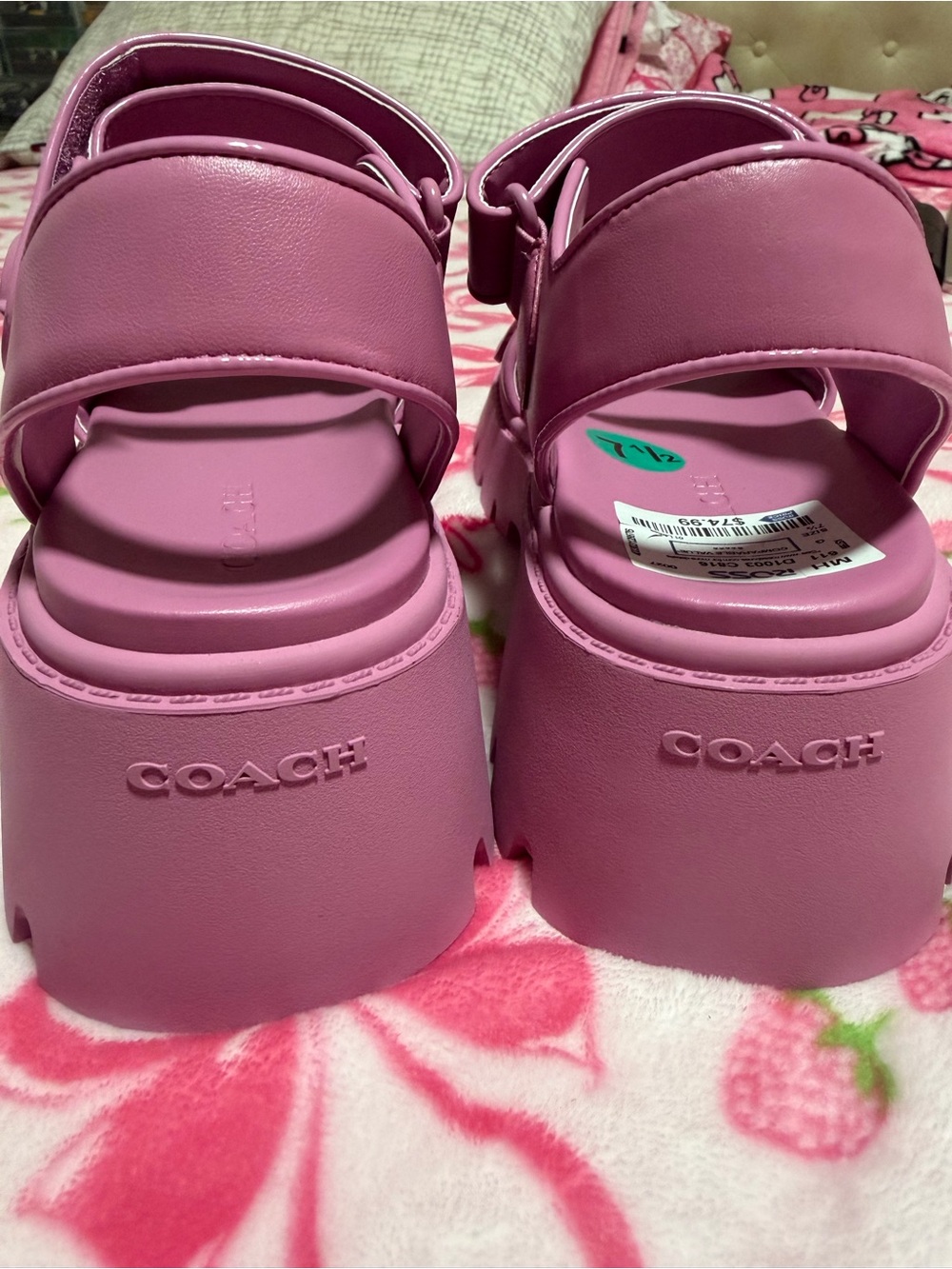 Coach Chunky Pink Platform Strap Sandals - Picture 3 of 7